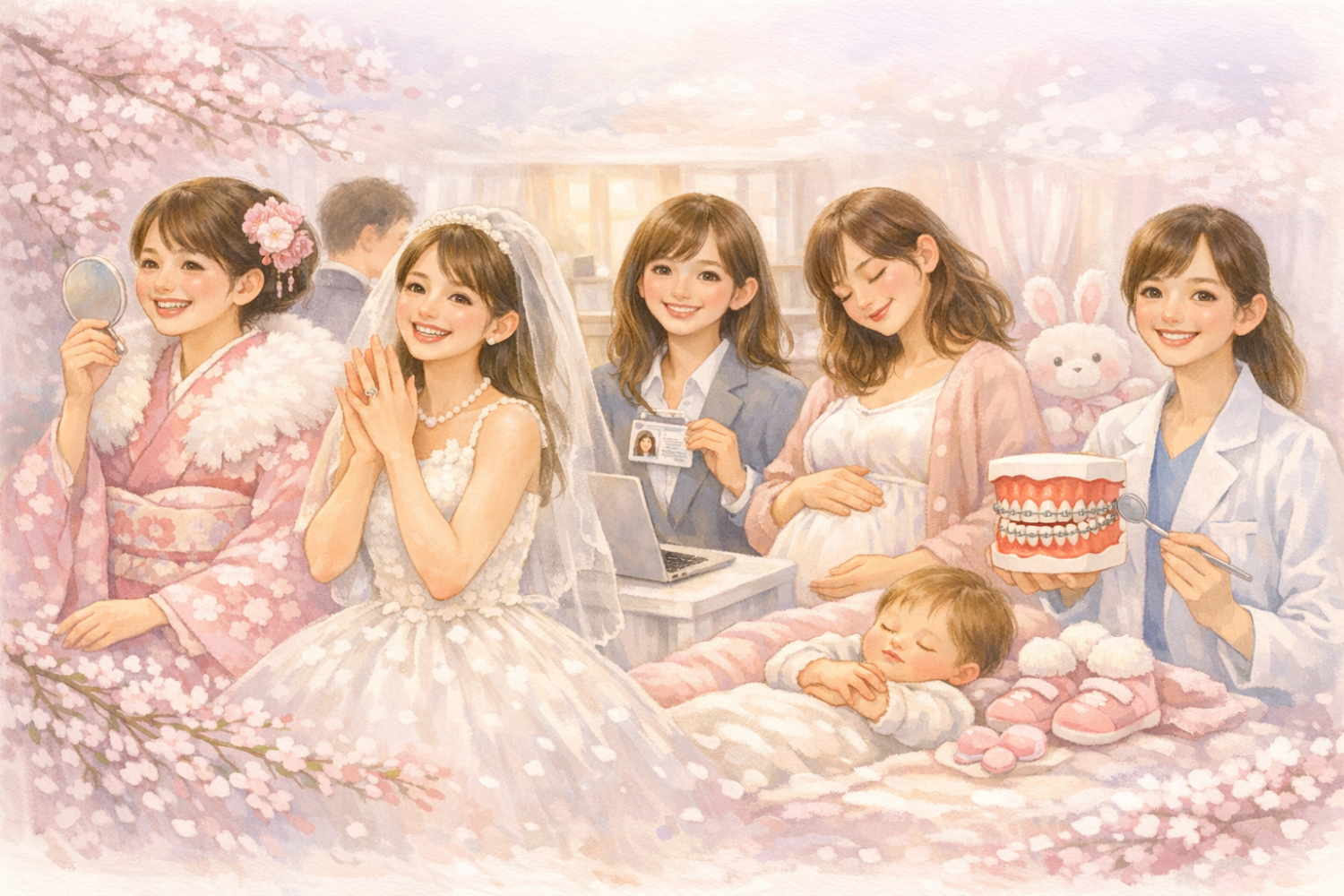 矯正治療を開始する女性の人生をイラストで解説